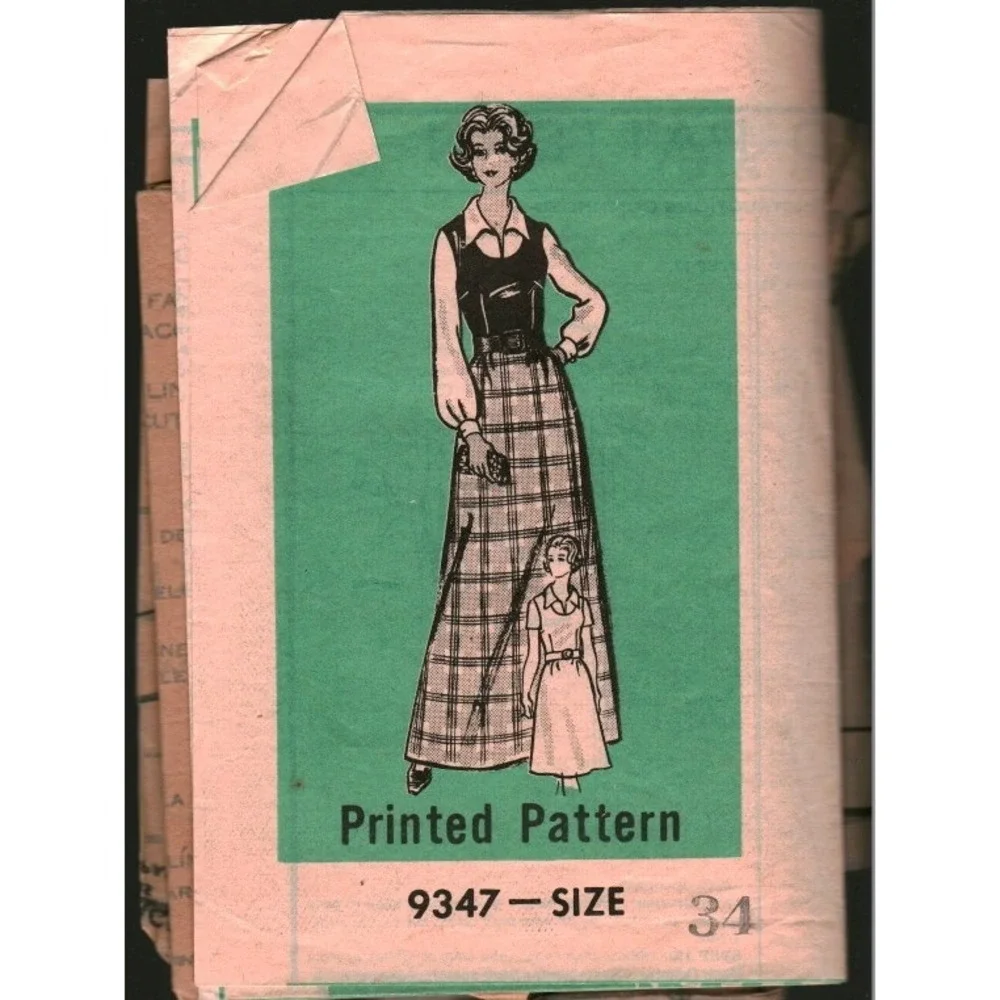 Vintage Sewing Pattern 9347 Womens Blouse and Maxi Skirt Size 34 Printed Pattern